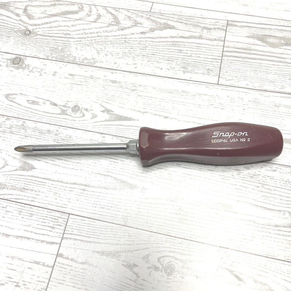 Snap-on SDDP42 Phillips Screwdriver No 2 USA Hard Handle Burgundy Hex Bolster